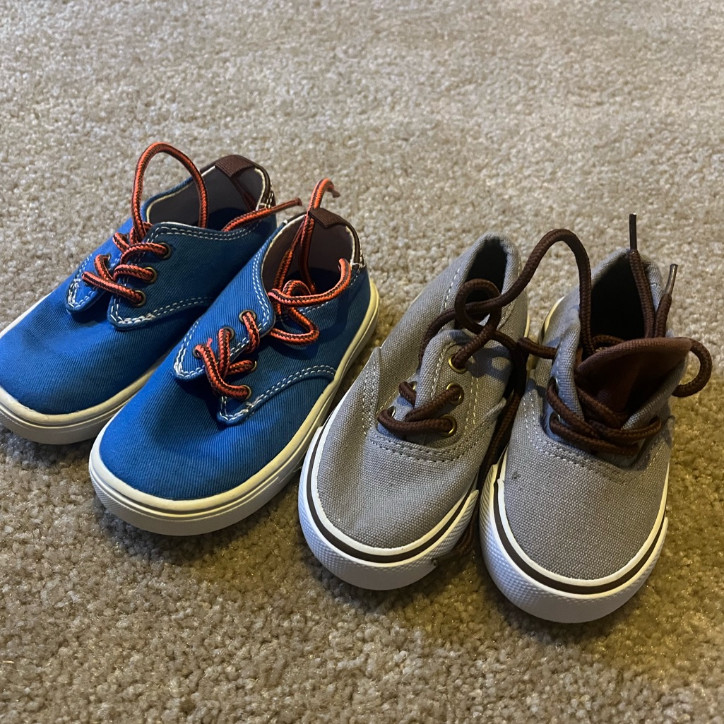 Blue And Gray Canvas Shoes